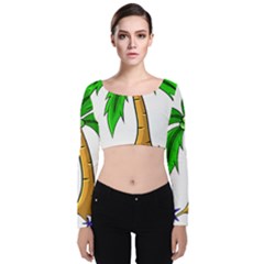Beach Coconut Tree T- Shirt Beach Coconut Tree T- Shirt Yoga Reflexion Pose T- Shirtyoga Reflexion Pose T- Shirt Velvet Long Sleeve Crop Top