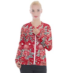 Christmas Pattern Casual Zip Up Jacket by Valentinaart