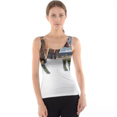 Brown Cow T- Shirt Brown Cow Painting Within A Cow Silhouette Outline T- Shirt Yoga Reflexion Pose T- Shirtyoga Reflexion Pose T- Shirt Women s Basic Tank Top