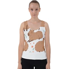 Capybara Art T- Shirt Cute Capybaras Illustration T- Shirt Yoga Reflexion Pose T- Shirtyoga Reflexion Pose T- Shirt Velvet Tank Top