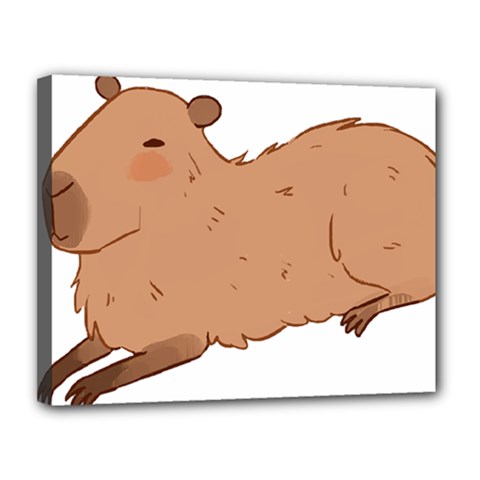 Capybara T- Shirt Cute Capybara Illustration T- Shirt Yoga Reflexion Pose T- Shirtyoga Reflexion Pose T- Shirt Canvas 14  X 11  (stretched)