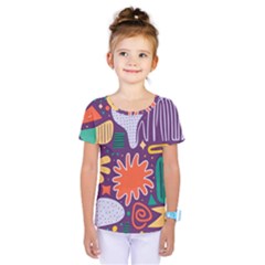 Colorful Shapes On A Purple Background Kids  One Piece T-shirt
