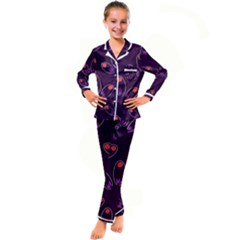 Petal Dot Seamless Pattern Kids  Satin Long Sleeve Pajamas Set