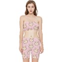 Cat Pattern Pink Cartoon Stretch Shorts and Tube Top Set View1