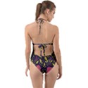 Flower Pattern Design Halter Cut-Out One Piece Swimsuit View2