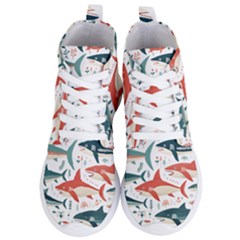 Fish Shark Animal Pattern Women s Lightweight High Top Sneakers