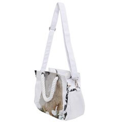 White Wolf T- Shirtwhite Wolf Howling T- Shirt Rope Handles Shoulder Strap Bag by ZUXUMI