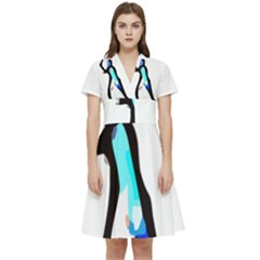 Abstract Art Sport Cross Ball Tennis  Shirt Abstract Art Sport Cross Ball Tennis  Shirt7 Short Sleeve Waist Detail Dress