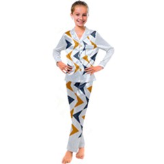 Abstract Arrow Pattern T- Shirt Abstract Arrow Pattern T- Shirt Kids  Satin Long Sleeve Pajamas Set