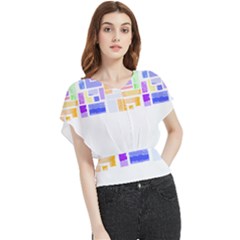 Abstract T- Shirt Blockage T- Shirt Butterfly Chiffon Blouse