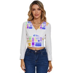 Abstract T- Shirt Blockage T- Shirt Long Sleeve V-neck Top
