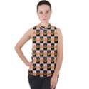 Lantern Chess Halloween Mock Neck Chiffon Sleeveless Top View1