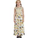 Art T- Shirt Brown Bunnies And Orange Carrots On Goldenrod Easter Pattern T- Shirt Kids  Satin Sleeveless Maxi Dress View1