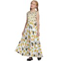 Art T- Shirt Brown Bunnies And Orange Carrots On Goldenrod Easter Pattern T- Shirt Kids  Satin Sleeveless Maxi Dress View2