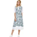 Art T- Shirt Bunnies And Carrots Pattern In Easter Blues T- Shirt Bow Sleeve Chiffon Midi Dress View1