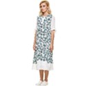 Art T- Shirt Bunnies And Carrots Pattern In Easter Blues T- Shirt Bow Sleeve Chiffon Midi Dress View2