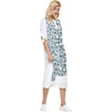 Art T- Shirt Bunnies And Carrots Pattern In Easter Blues T- Shirt Bow Sleeve Chiffon Midi Dress View3