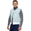 Art T- Shirt Pastel Blue Bunnies And Sky Blue Carrots On Cotton Candy Pink Easter Pattern T- Shirt Men s Button Up Puffer Vest	 View3
