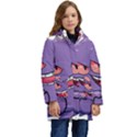 Purple Funny Monster Kids  Hooded Longline Puffer Jacket View1