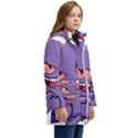 Purple Funny Monster Kids  Hooded Longline Puffer Jacket View2