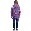 Purple Funny Monster Kids  Hooded Longline Puffer Jacket View4