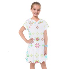 Christmas Cross Stitch Pattern Effect Holidays Symmetry Kids  Drop Waist Dress