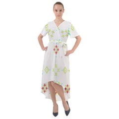 Christmas Cross Stitch Pattern Effect Holidays Symmetry Front Wrap High Low Dress