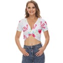 Batik T- Shirt Batik Flower Pattern T- Shirt Twist Front Crop Top View1