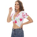 Batik T- Shirt Batik Flower Pattern T- Shirt Twist Front Crop Top View2