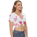 Batik T- Shirt Batik Flower Pattern T- Shirt Twist Front Crop Top View3