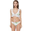 Boho Leaf Pattern T- Shirt Boho Leaf Pattern8 Low Cut Ruffle Edge Bikini Set View1