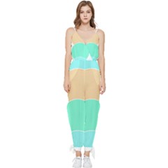 Circle T- Shirt Geo Metric Hues T- Shirt Sleeveless Tie Ankle Chiffon Jumpsuit