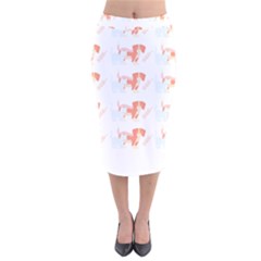 Dog And Cat Pattern T- Shirtdog And Cat Lover Pattern T- Shirt Velvet Midi Pencil Skirt