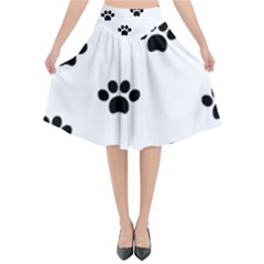 Dog Paw Print T- Shirt Paw Pattern 6 Flared Midi Skirt