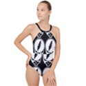 Black And White Deadhead Grateful Dead Steal Your Face Pattern High Neck One Piece Swimsuit View1