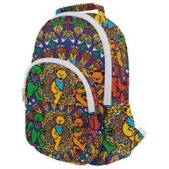 Grateful Dead Pattern Rounded Multi Pocket Backpack by Sarkoni