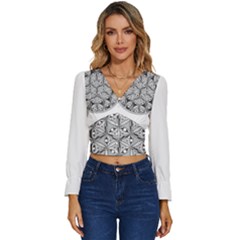 Flower Of Life T- Shirt Flower Of Life Mandala T- Shirt Long Sleeve V-neck Top
