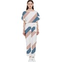 Geometric Abstract Art T- Shirt Mountain River Pattern Batwing Lightweight Chiffon Jumpsuit View1