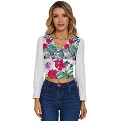 Hawaii T- Shirt Hawaii Cup Creative T- Shirt Long Sleeve V-neck Top