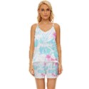 Hawaii T- Shirt Hawaii Diana Flower Pattern T- Shirt V-Neck Satin Pajamas Set View1