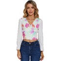 Hawaii T- Shirt Hawaii Flowerbages Pattern T- Shirt Long Sleeve V-Neck Top View1
