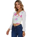 Hawaii T- Shirt Hawaii Flowerbages Pattern T- Shirt Long Sleeve V-Neck Top View2
