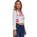 Hawaii T- Shirt Hawaii Flowerbages Pattern T- Shirt Long Sleeve V-Neck Top View3