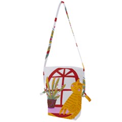 Cat Pet Ginger Art Animal Cartoon Folding Shoulder Bag