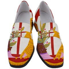 Cat Pet Ginger Art Animal Cartoon Women s Chunky Heel Loafers