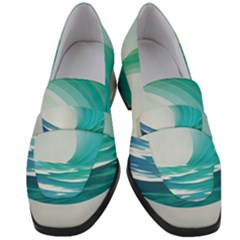 Tsunami Tidal Wave Wave Minimalist Ocean Sea Women s Chunky Heel Loafers