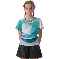 Tsunami Tidal Wave Wave Minimalist Ocean Sea Kids  Front Cut T-shirt