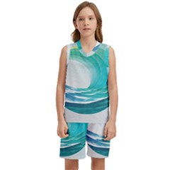 Tsunami Tidal Wave Wave Minimalist Ocean Sea Kids  Basketball Mesh Set