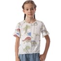 Dinosaur Art Pattern Kids  Cuff Sleeve Scrunch Bottom T-Shirt View1