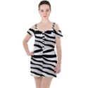 White Tiger Skin Ruffle Cut Out Chiffon Playsuit View1